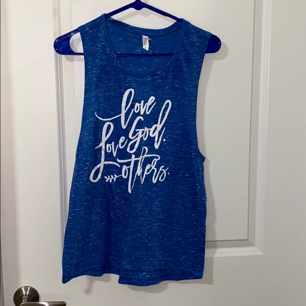 Blue Heather “Love God, Love Others” Tank